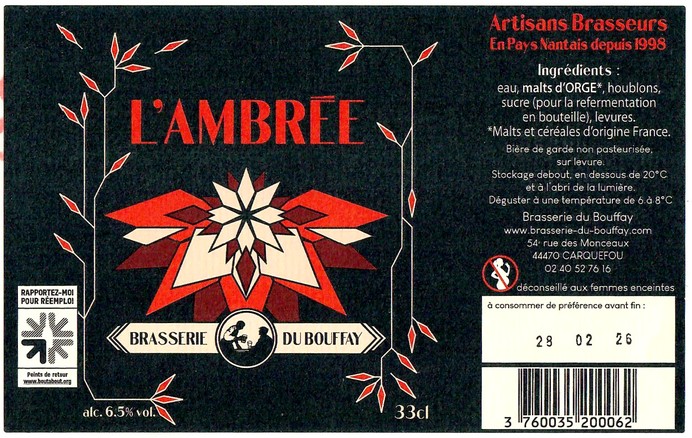 Etiquette BRASSERIE DU BOUFFAY 63