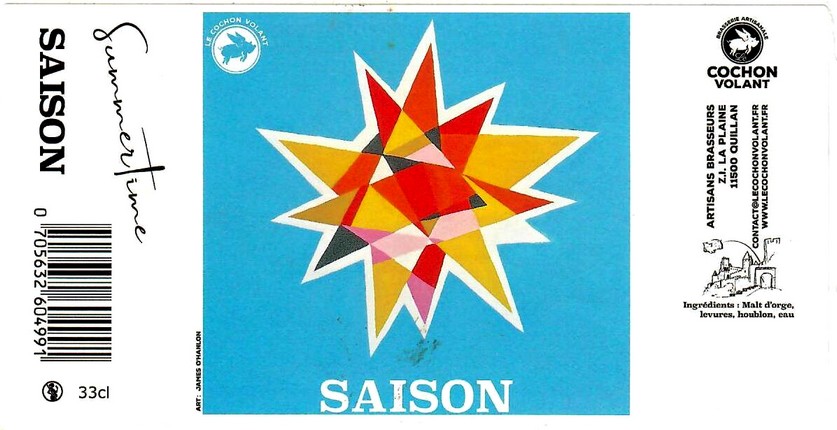 etiquette BRASSERIE LE COCHON VOLANT 07