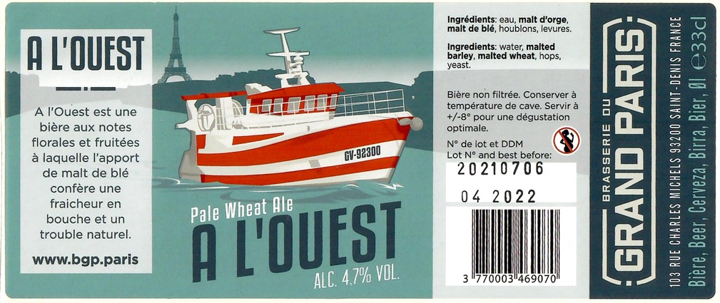 Etiquette BRASSERIE DU GRAND PARIS 06