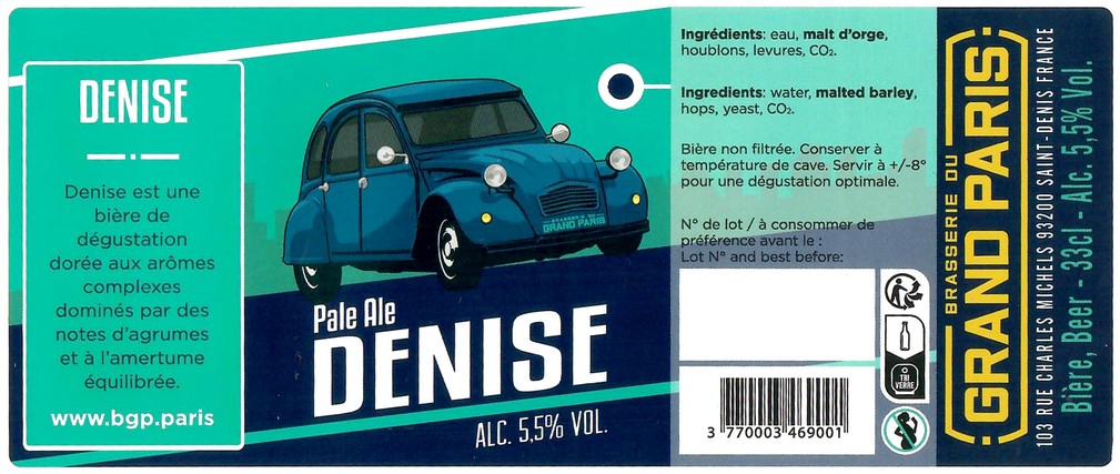 Etiquette BRASSERIE DU GRAND PARIS 102