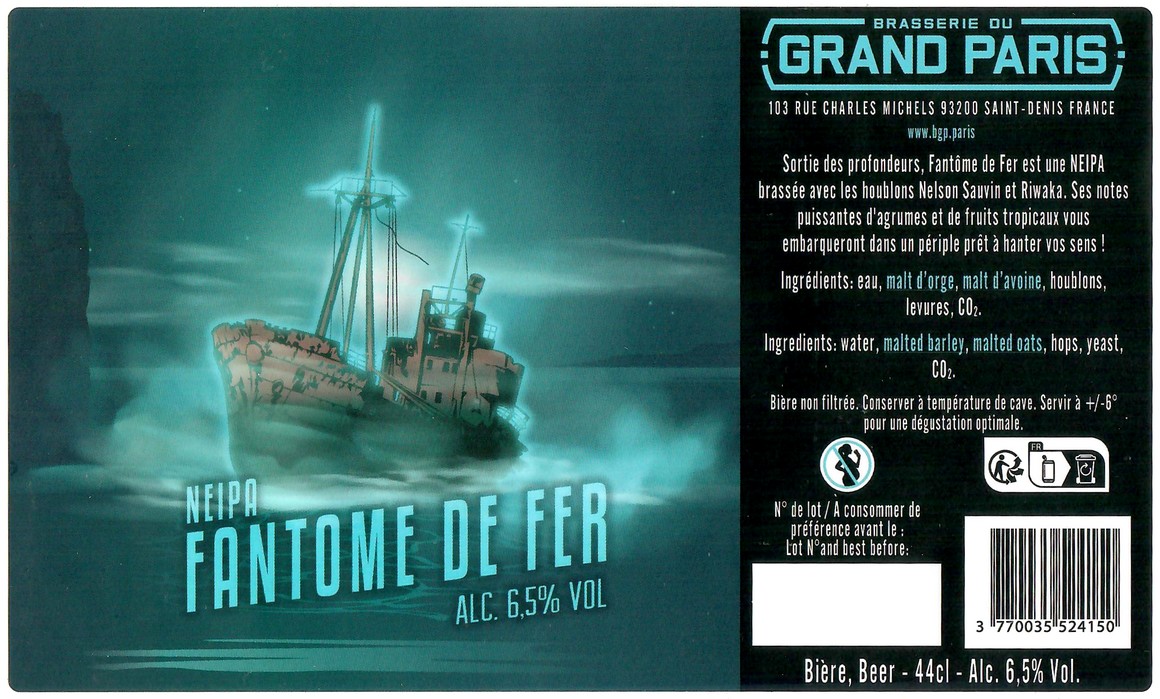 Etiquette BRASSERIE DU GRAND PARIS 103