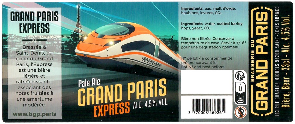 Etiquette BRASSERIE DU GRAND PARIS 104