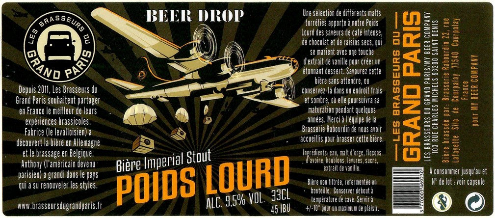 Etiquette BRASSERIE DU GRAND PARIS 122