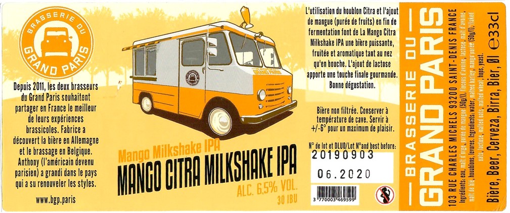 Etiquette BRASSERIE DU GRAND PARIS 124