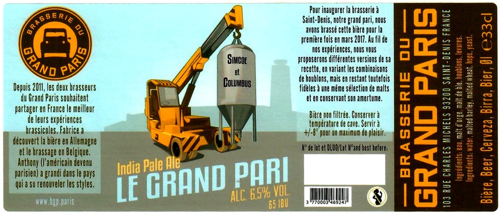 Etiquette BRASSERIE DU GRAND PARIS 14