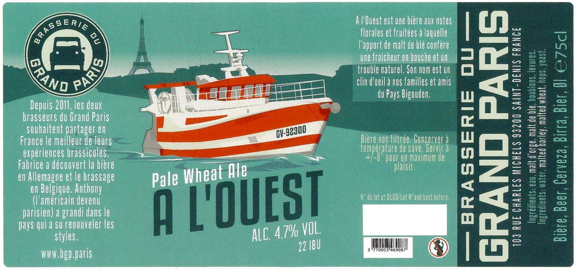 Etiquette BRASSERIE DU GRAND PARIS 140