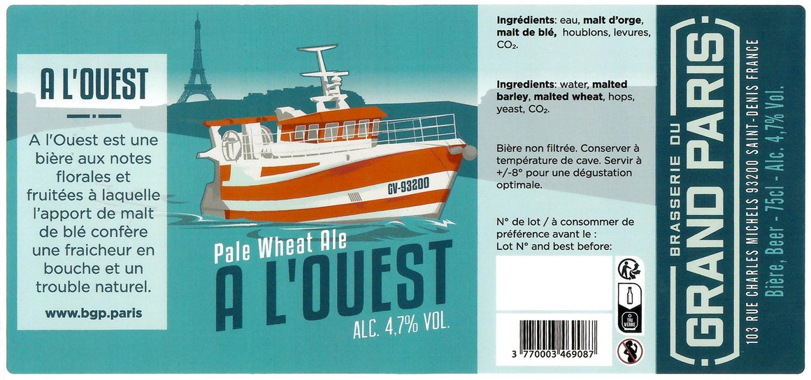 Etiquette BRASSERIE DU GRAND PARIS 141