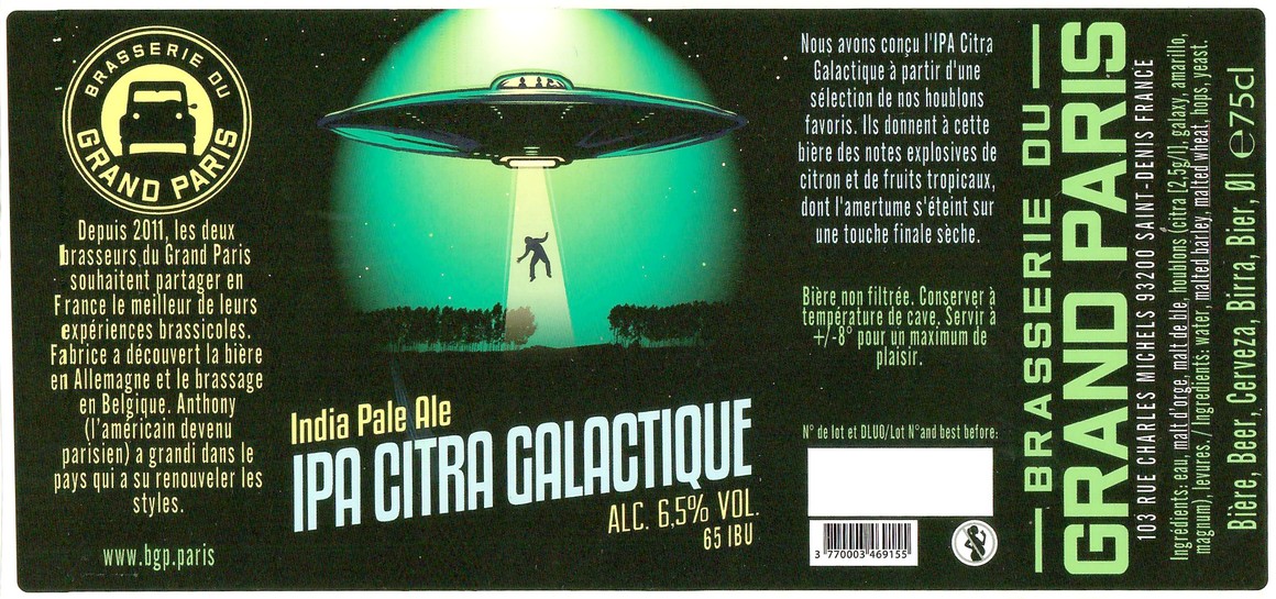 Etiquette BRASSERIE DU GRAND PARIS 143