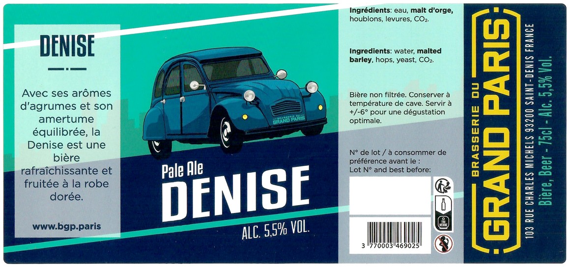 Etiquette BRASSERIE DU GRAND PARIS 145