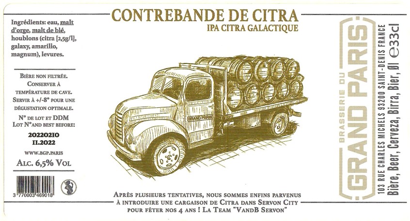 Etiquette BRASSERIE DU GRAND PARIS 62