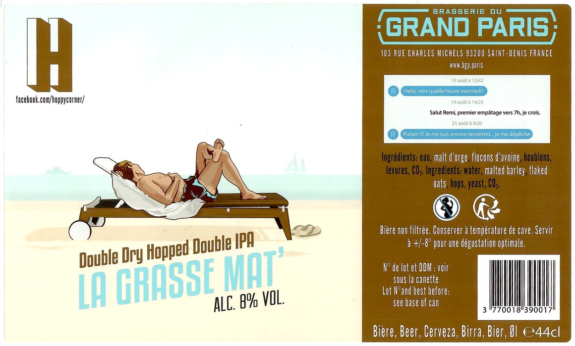 Etiquette BRASSERIE DU GRAND PARIS 67