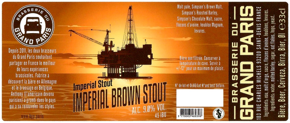 Etiquette BRASSERIE DU GRAND PARIS 70