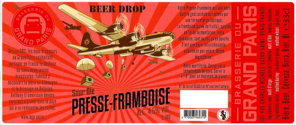 Etiquette BRASSERIE DU GRAND PARIS 85