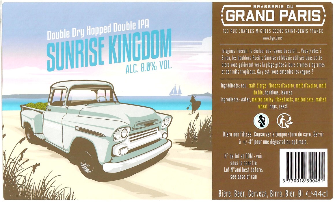 Etiquette BRASSERIE DU GRAND PARIS 88