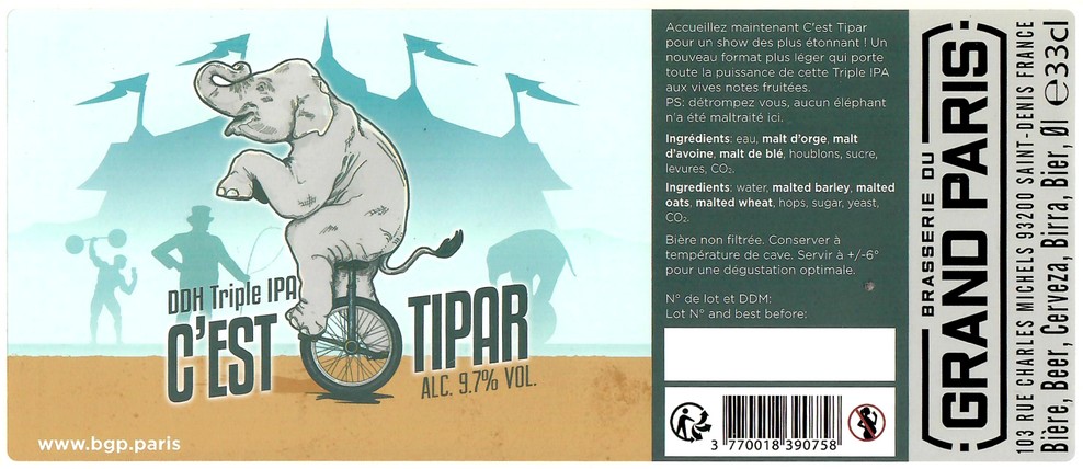 Etiquette BRASSERIE DU GRAND PARIS 92