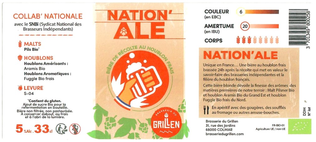 Etiquette BRASSERIE DU GRILLEN 14