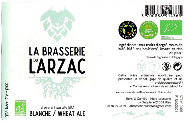 Etiquette BRASSERIE DU LARZAC 24