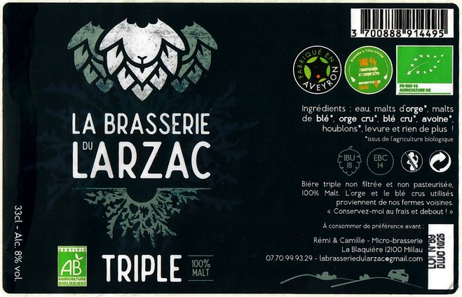 Etiquette BRASSERIE DU LARZAC 25