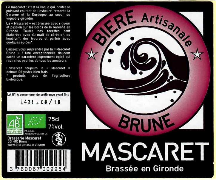 etiquette BRASSERIE DU MASCARET 38