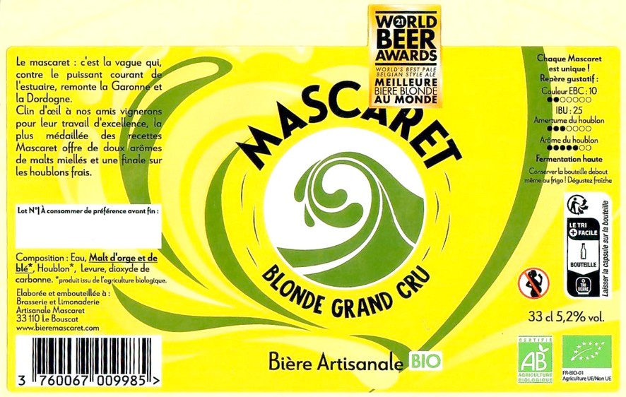 Etiquette BRASSERIE DU MASCARET 45