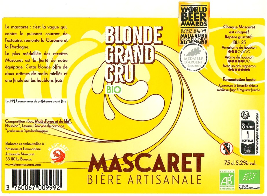 Etiquette BRASSERIE DU MASCARET 63