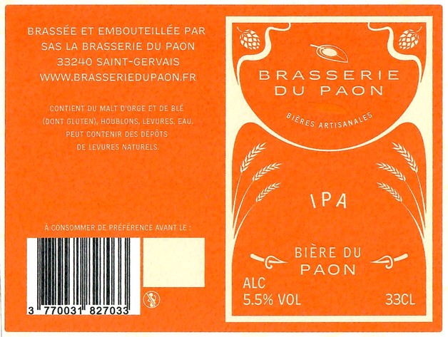 Etiquette BRASSERIE DU PAON 01