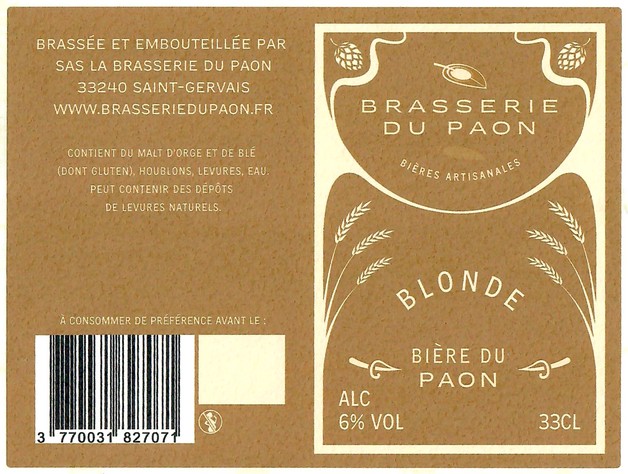 Etiquette BRASSERIE DU PAON 02