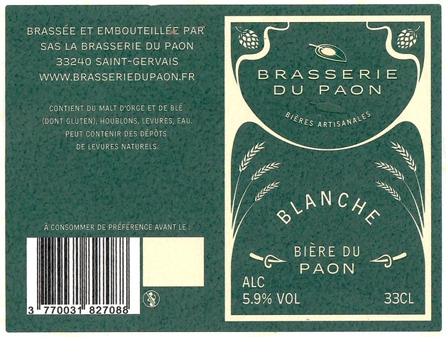 Etiquette BRASSERIE DU PAON 03