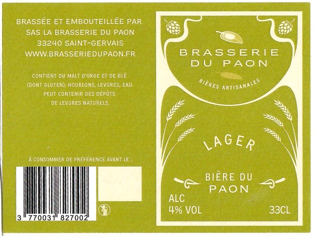 Etiquette BRASSERIE DU PAON 04
