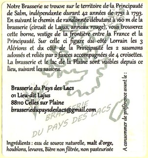 Etiquette BRASSERIE DU PAYS DES LACS 10B