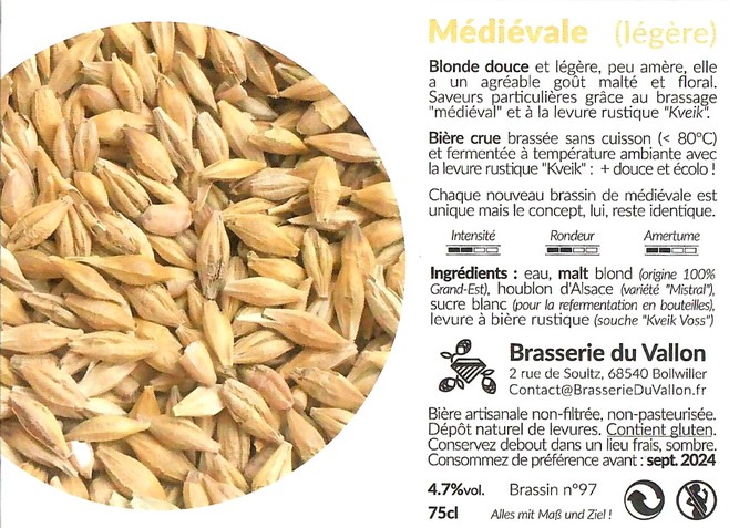 Etiquette BRASSERIE DU VALLON 19