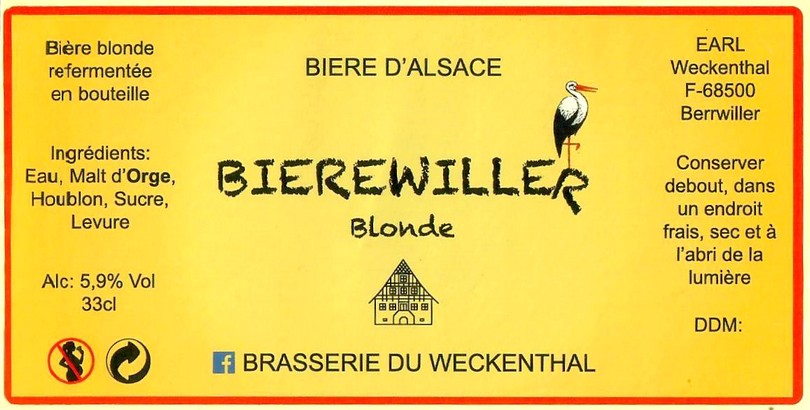 Etiquette BRASSERIE DU WECKENTHAL 01