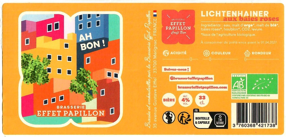 Etiquette BRASSERIE EFFET PAPILLON 102