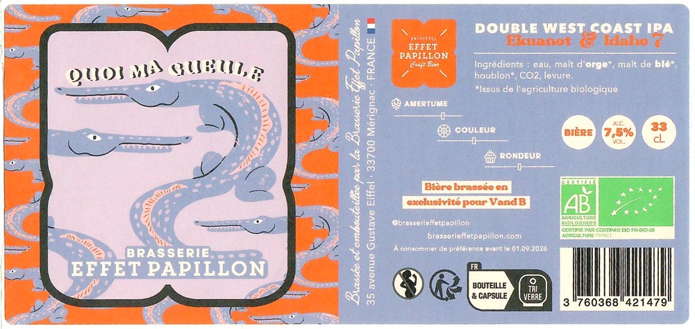 Etiquette BRASSERIE EFFET PAPILLON 77