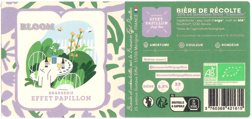 Etiquette BRASSERIE EFFET PAPILLON 78