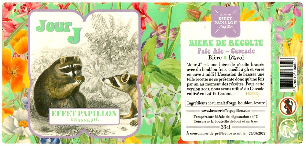 Etiquette BRASSERIE EFFET PAPILLON 83
