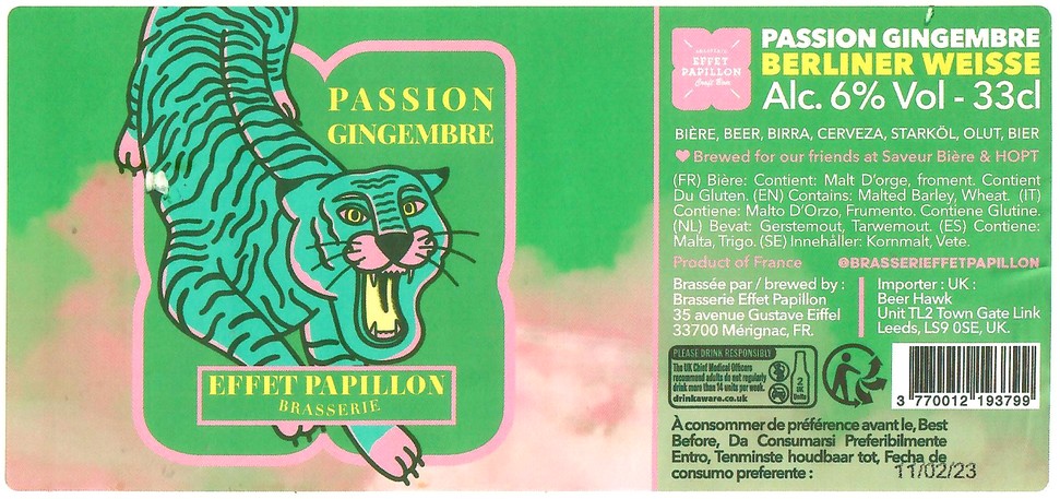 Etiquette BRASSERIE EFFET PAPILLON 84