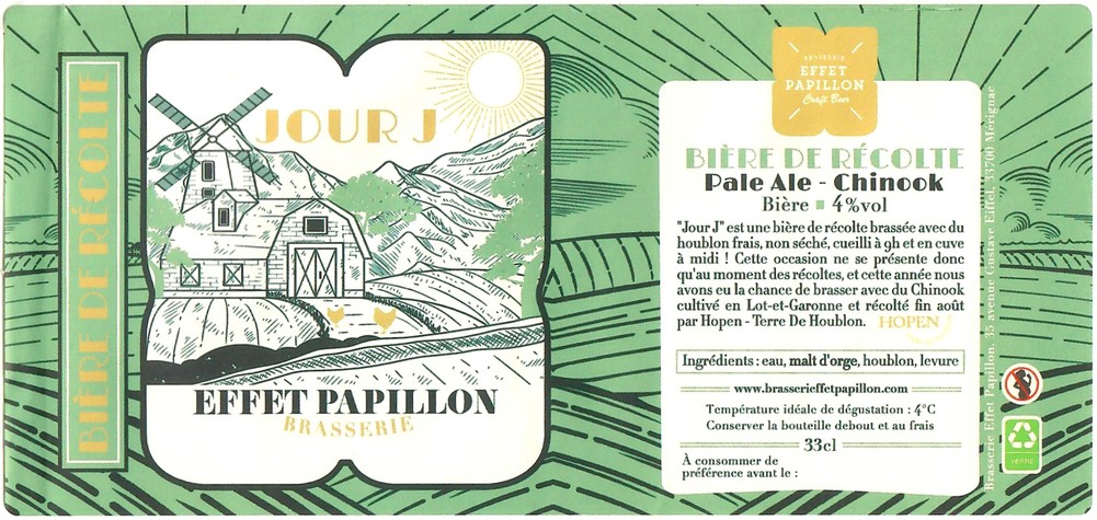 Etiquette BRASSERIE EFFET PAPILLON 87