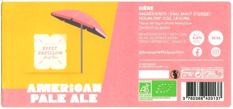 Etiquette BRASSERIE EFFET PAPILLON 95