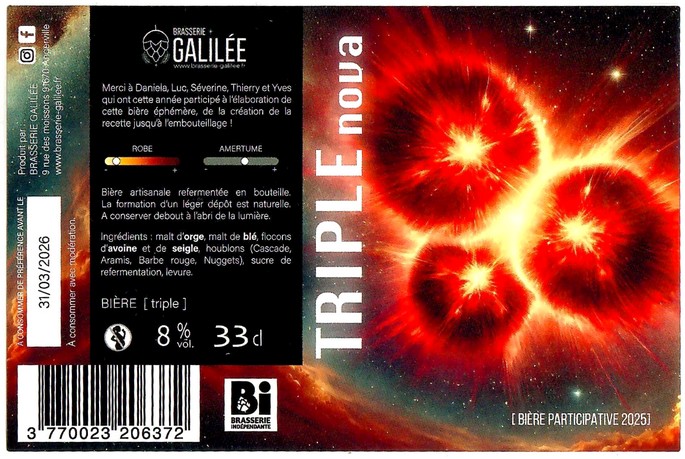 Etiquette BRASSERIE GALILEE 36