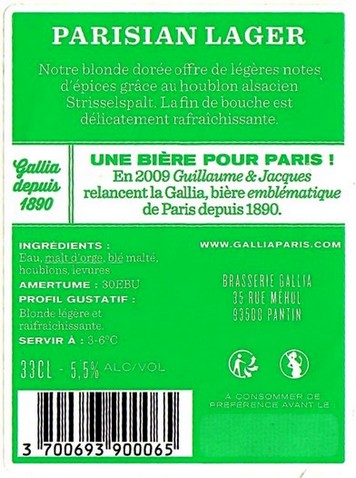 Etiquette BRASSERIE GALLIA 02B