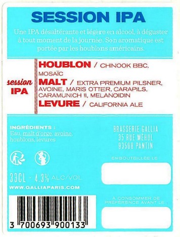 Etiquette BRASSERIE GALLIA 03B