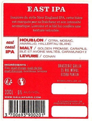 Etiquette BRASSERIE GALLIA 04B