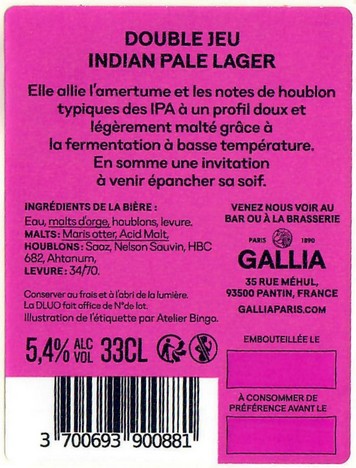 Etiquette BRASSERIE GALLIA 07B