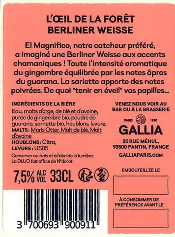 Etiquette BRASSERIE GALLIA 08B