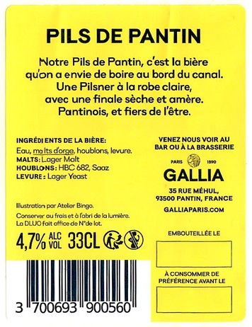 Etiquette BRASSERIE GALLIA 104B