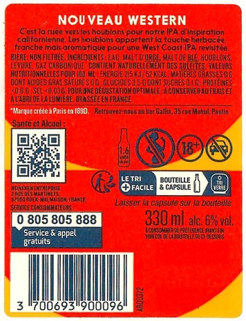 Etiquette BRASSERIE GALLIA 123B