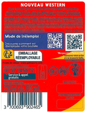 Etiquette BRASSERIE GALLIA 124B