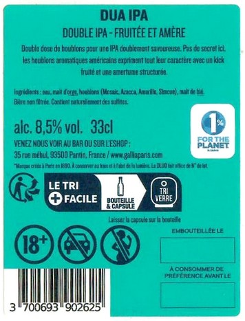 Etiquette BRASSERIE GALLIA 59B