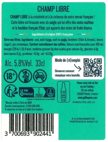 Etiquette BRASSERIE GALLIA 65B